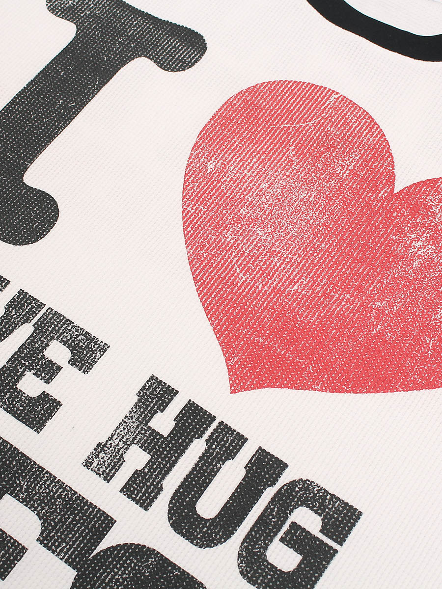 OYL-Lab Vintage Heart Slogan Waffle Tee