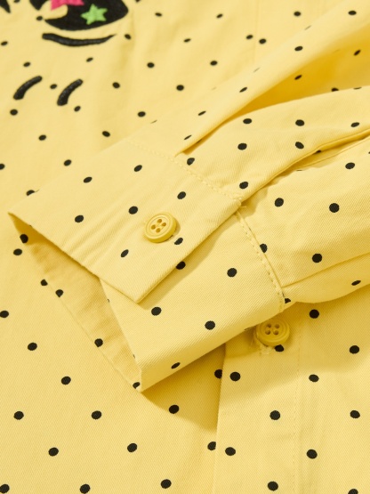 OYL-Lab Polka Dot Anime Embroidery Long Sleeve Shirt