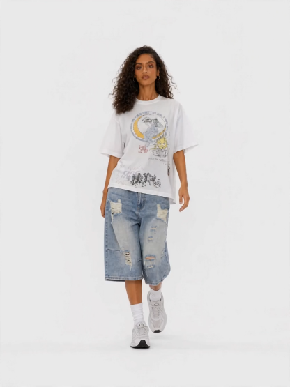 暂时未出尺码表OYL-Lab Distressed Ripped Baggy Denim Jorts