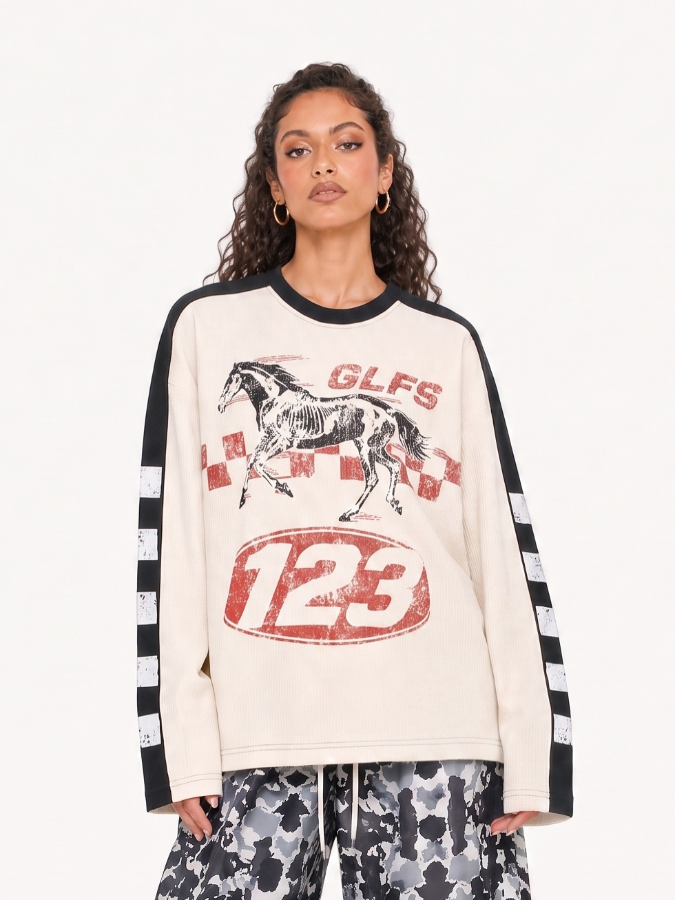 OYL-Lab Waffle Horse Racing Long Sleeve Tee