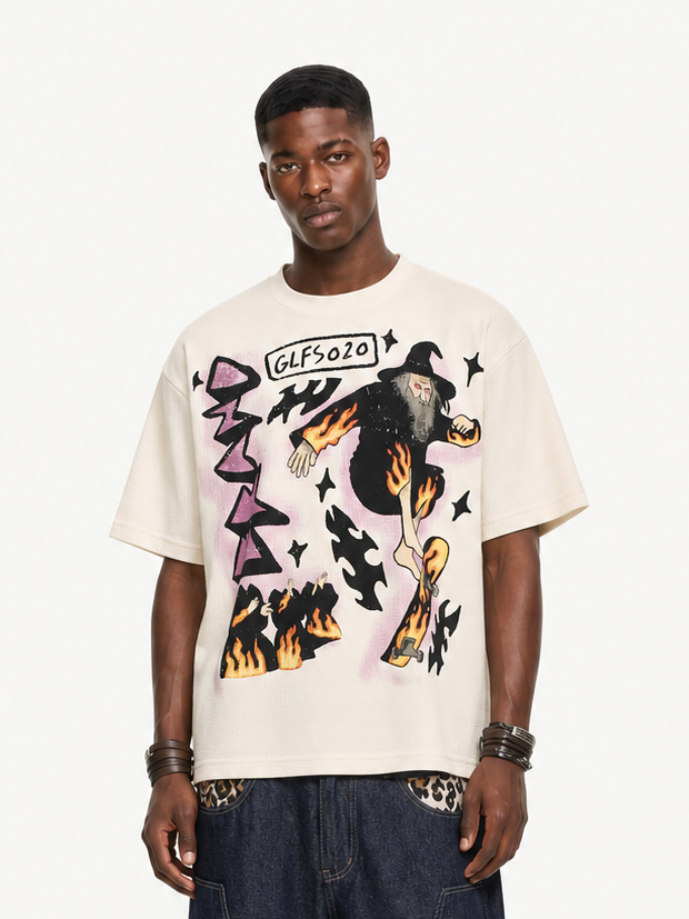 [Copy][Copy][Copy][Copy][Copy][Copy][Copy][Copy]OYL-Lab Waffle Rib Distressed Letter Print Tee