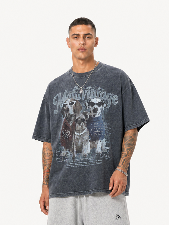 OYL-Lab Washed Cool Puppy Graphic Tee