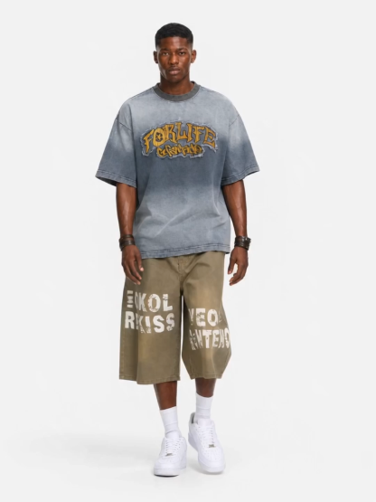 OYL-Lab Vintage  Letter Jorts