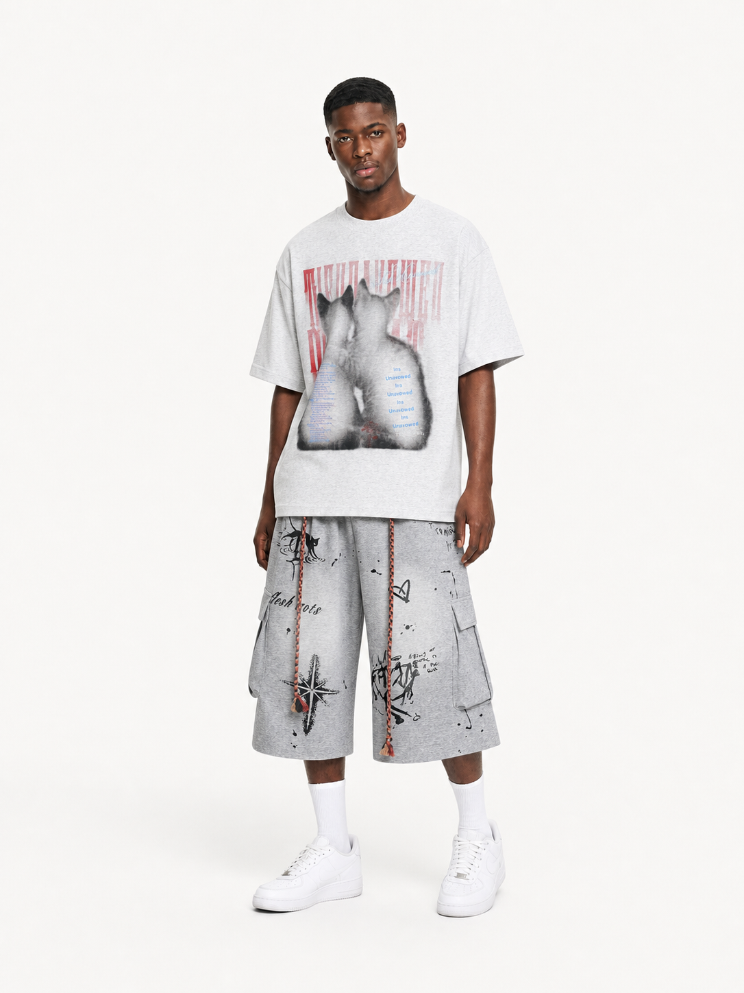 OYL-Lab Graffiti Print Cargo Sweat Shorts