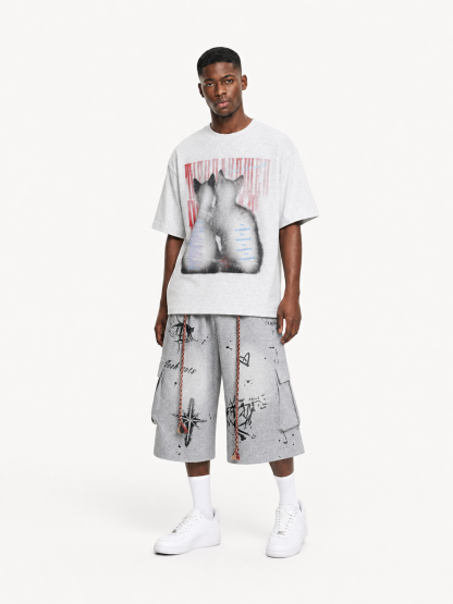 OYL-Lab Graffiti Print Cargo Sweat Shorts