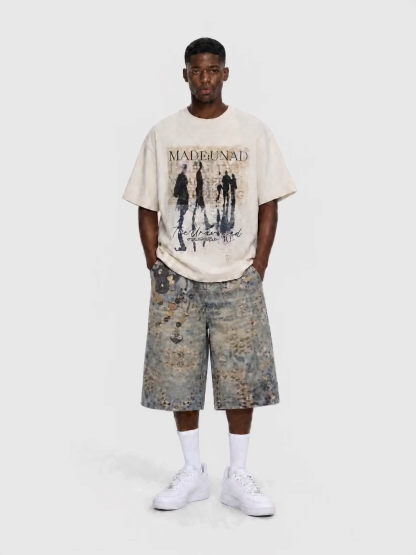 [Copy][Copy][Copy][Copy][Copy]OYL-Lab Star Patch Washed Denim Jorts