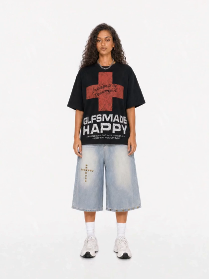 OYL-Lab Vintage Waffle Knit Cross  Tee