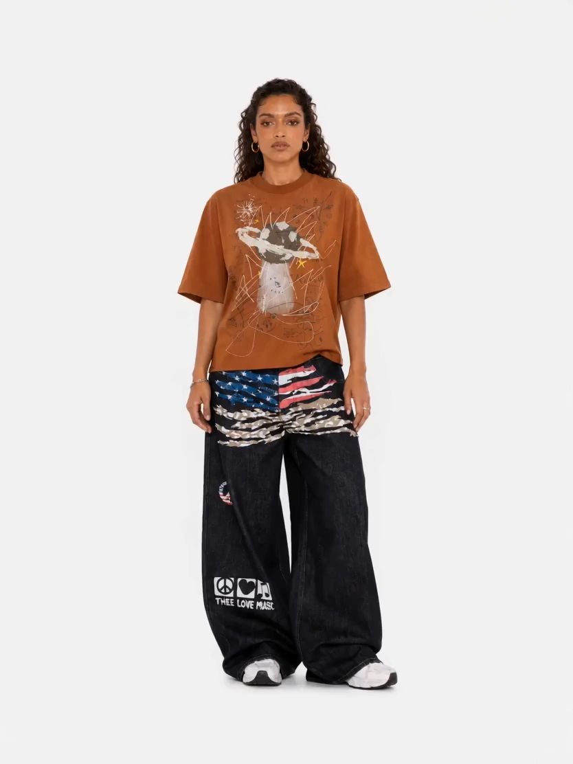 OYL-Lab Camo USA Flag Baggy Jeans