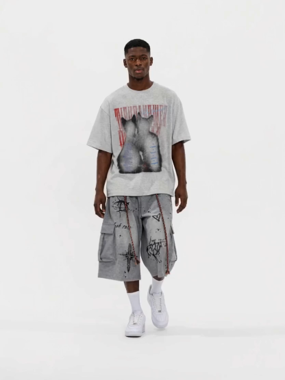 OYL-Lab Graffiti Print Cargo Sweat Shorts