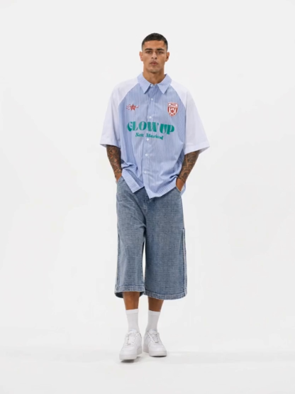 OYL-Lab  90s Varsity 94 Print Patchwork Shirt