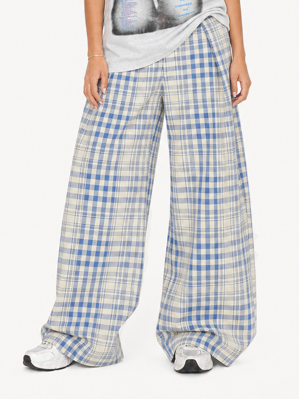 OYL-Lab Pleated Plaid Casual Trousers