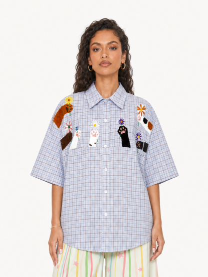[Copy]OYL-Lab  90s Varsity 94 Print Patchwork Shirt