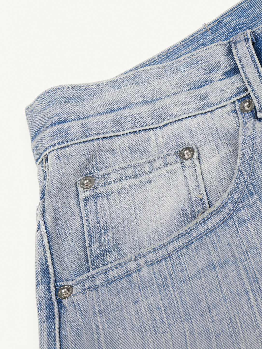 OYL-Lab Curved Seam Baggy Rivet Washed Jeans