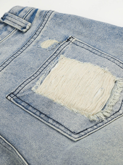 OYL-Lab Distressed Ripped Baggy Denim Jorts
