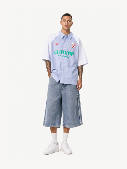 OYL-Lab  90s Varsity 94 Print Patchwork Shirt
