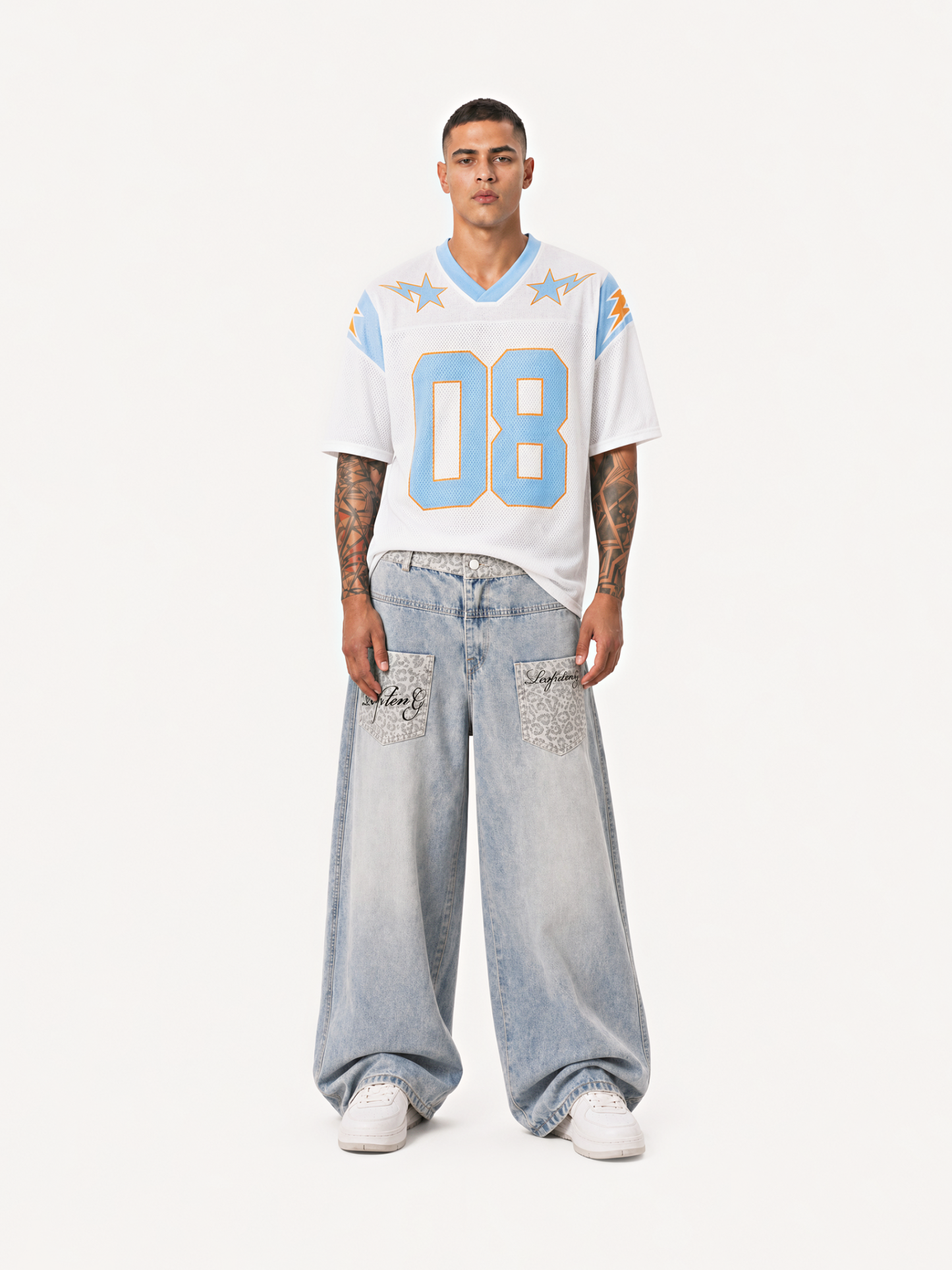 OYL-Lab Leopard Patch Pocket Baggy Balloon Jeans