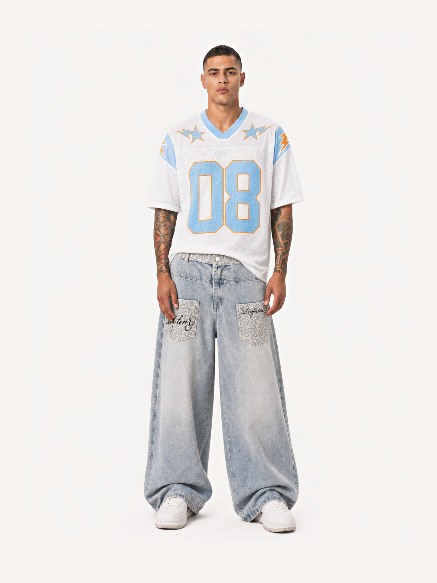 OYL-Lab Leopard Patch Pocket Baggy Balloon Jeans