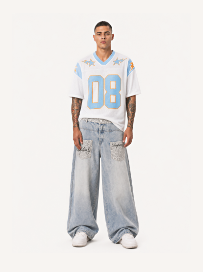 OYL-Lab Leopard Patch Pocket Baggy Balloon Jeans
