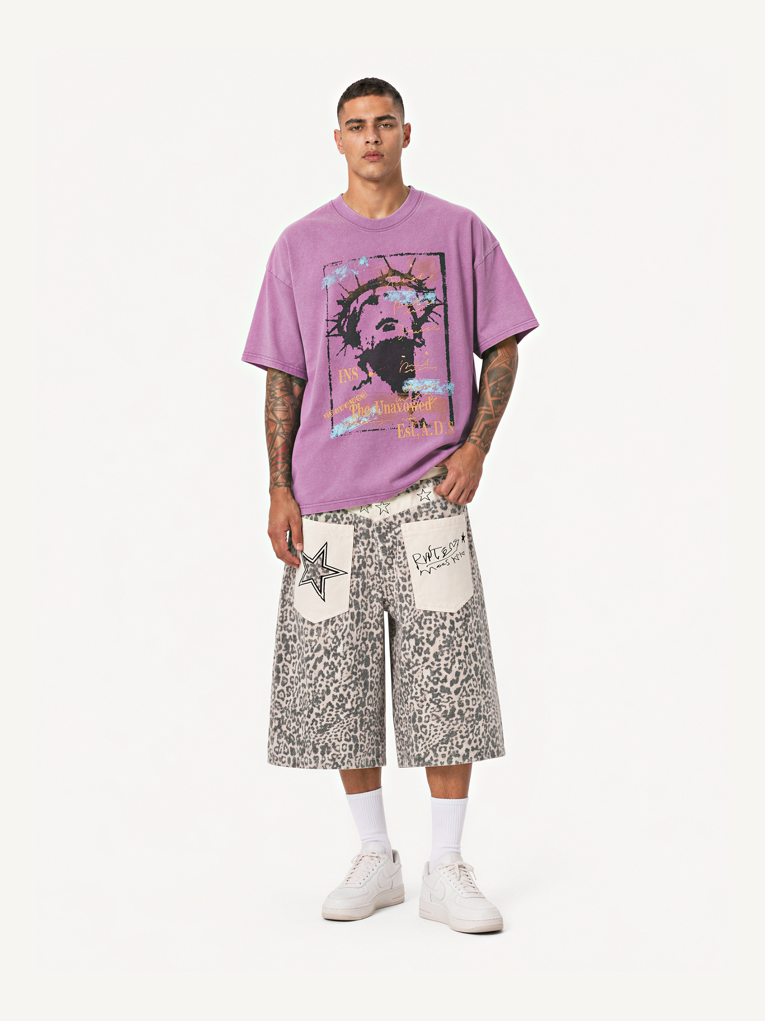 OYL-Lab Leopard Star Patch Jorts