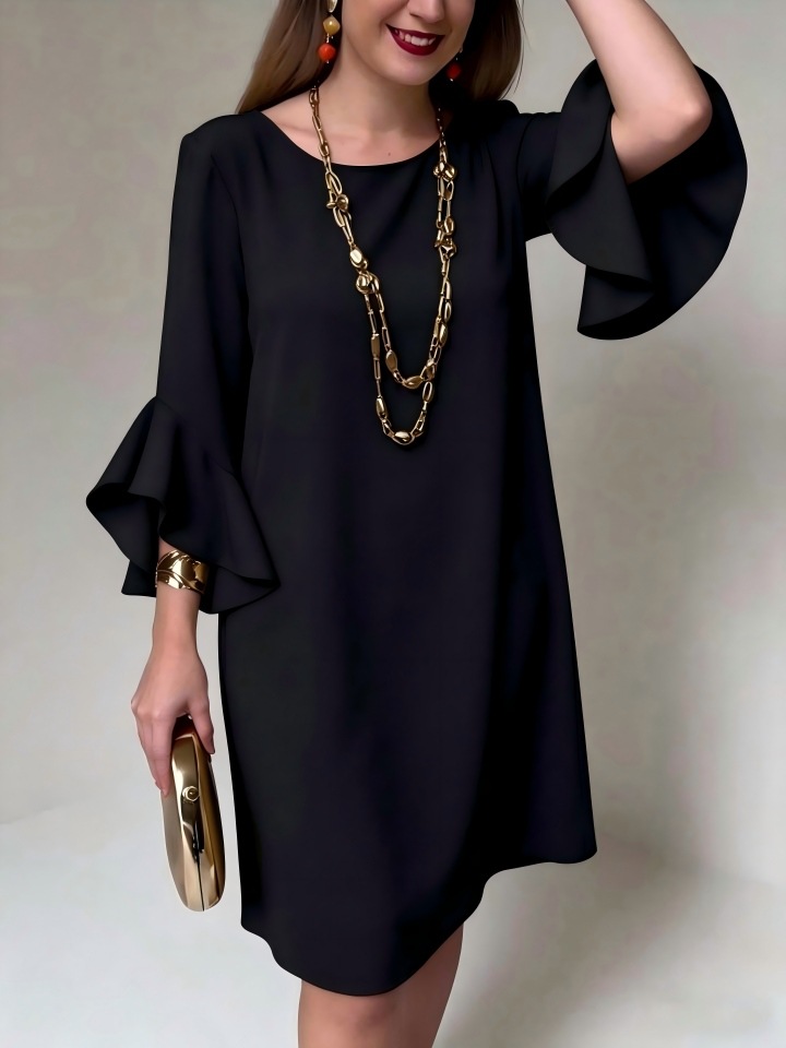 Women's mini dress with ruffled sleeves
