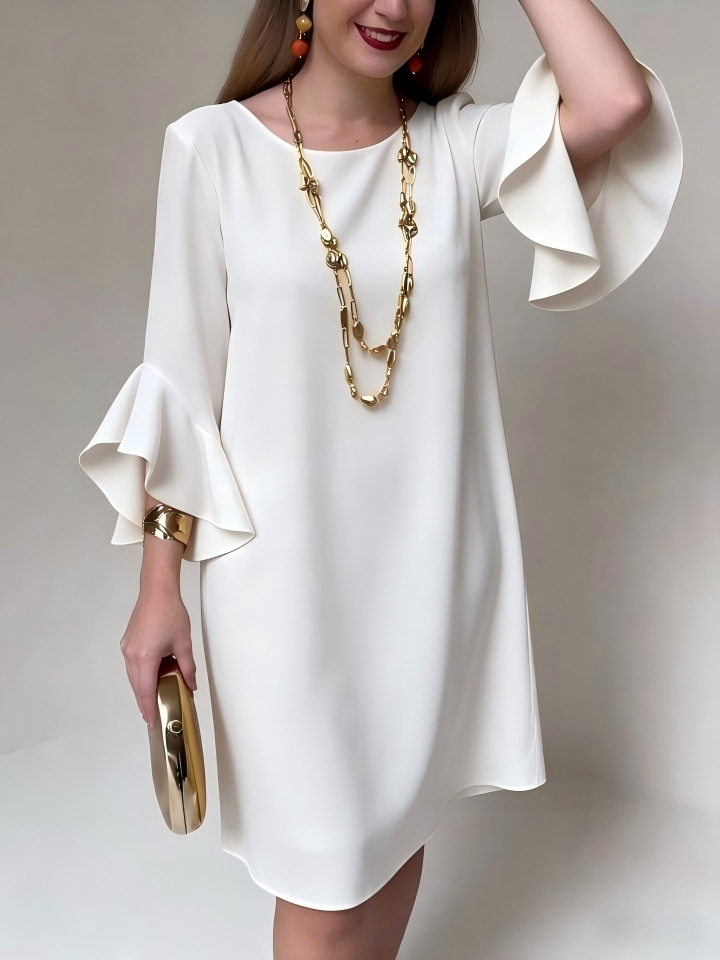 Women's mini dress with ruffled sleeves