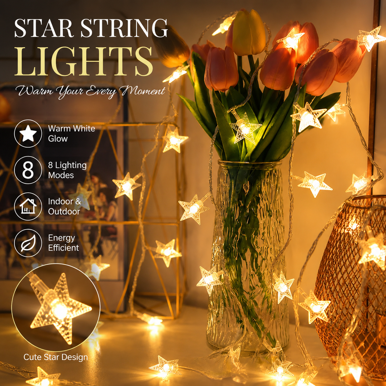 ☀️Solar LED String Lights – Waterproof Outdoor Decorative Lights – 🏡Suitable for Christmas, Weddings, and Home Parties