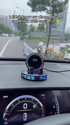 Smart auto clamp dashboard phone holder with RGB ambient light