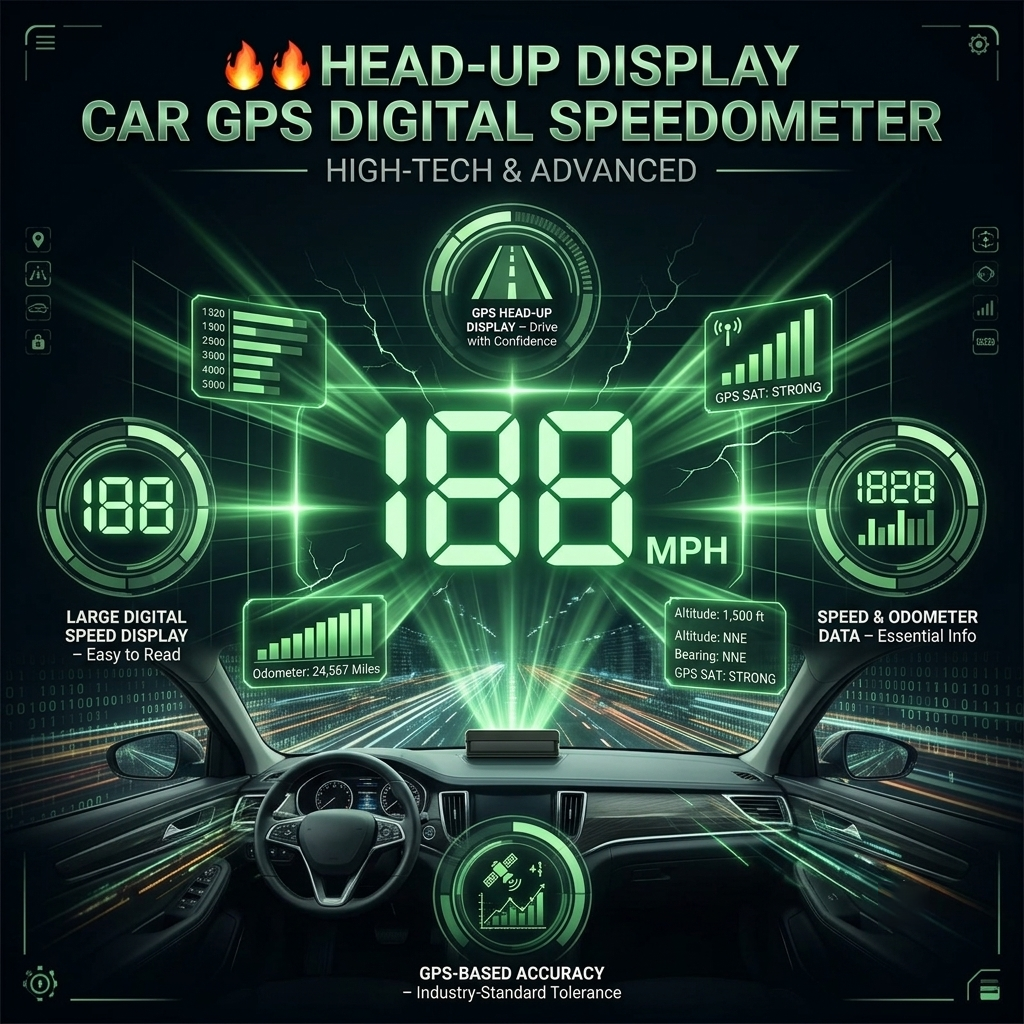 🔥🔥Head Up Display Car GPS Digital Speedometer
