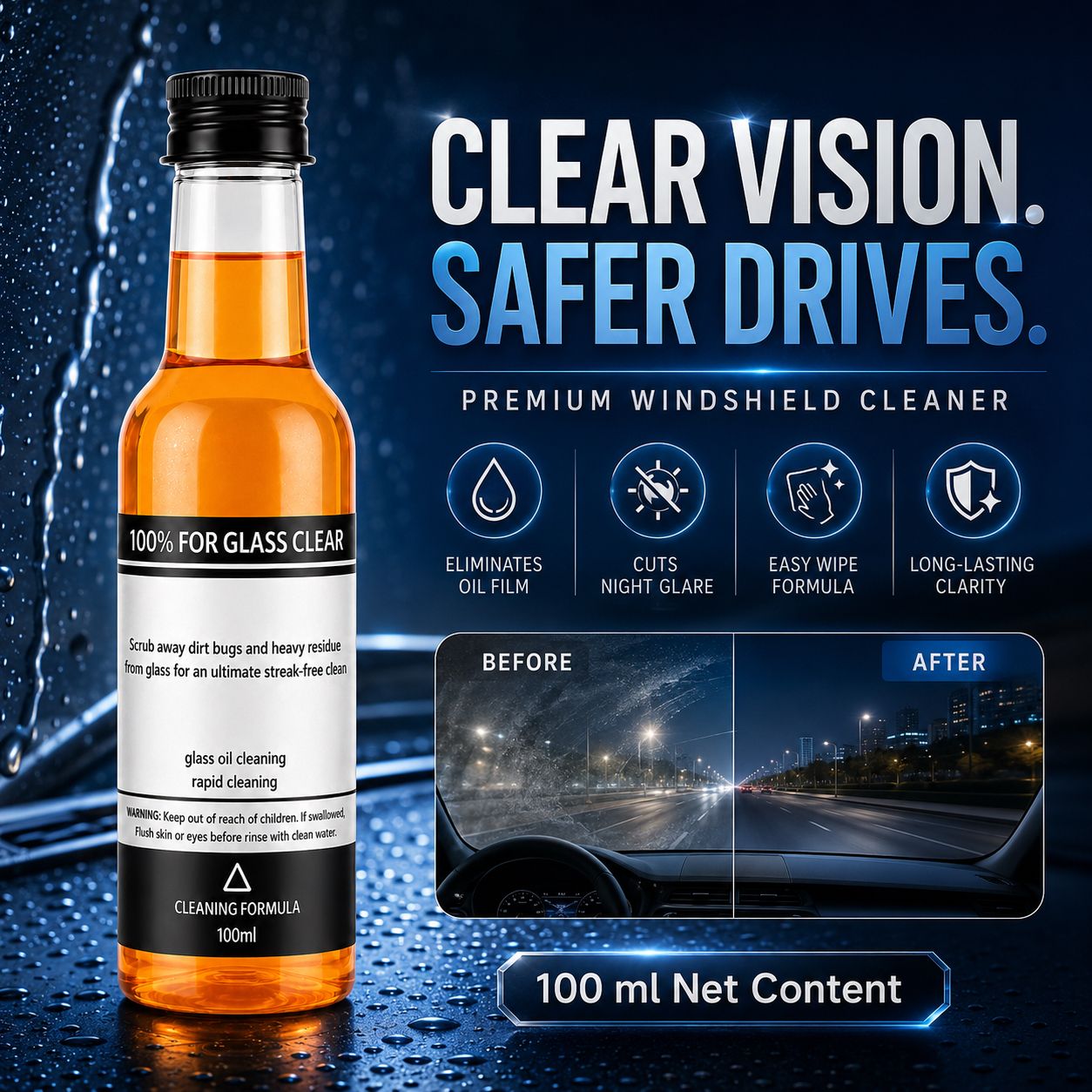 Luckygreenlife™ - Instant Clear Car Glass Windshield Cleaning Liquid © ( BUY 1 GET 2 FREE )