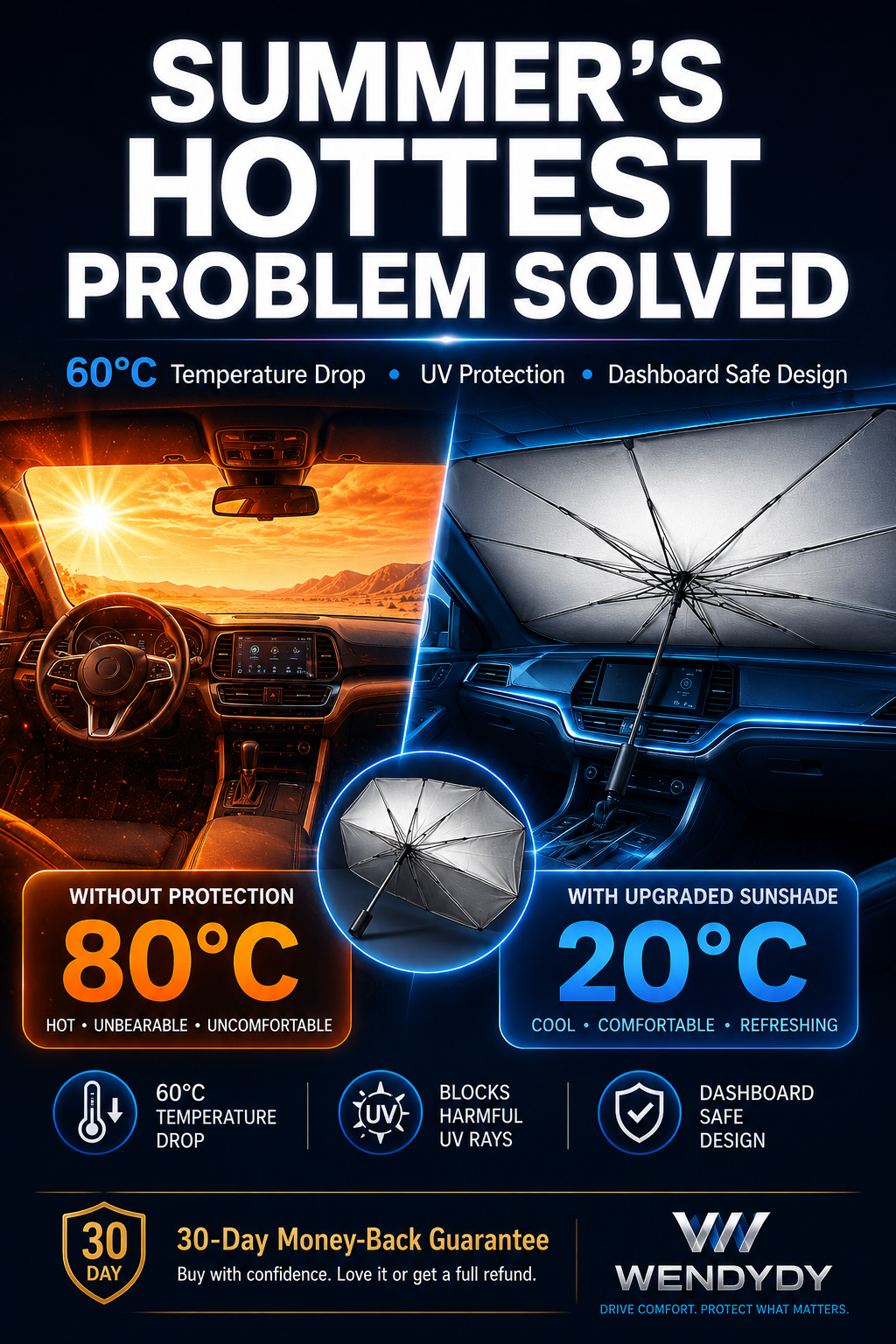 🔥Last Day 50% OFF - 2026 Upgraded Car Windshield Sun Shade Umbrella