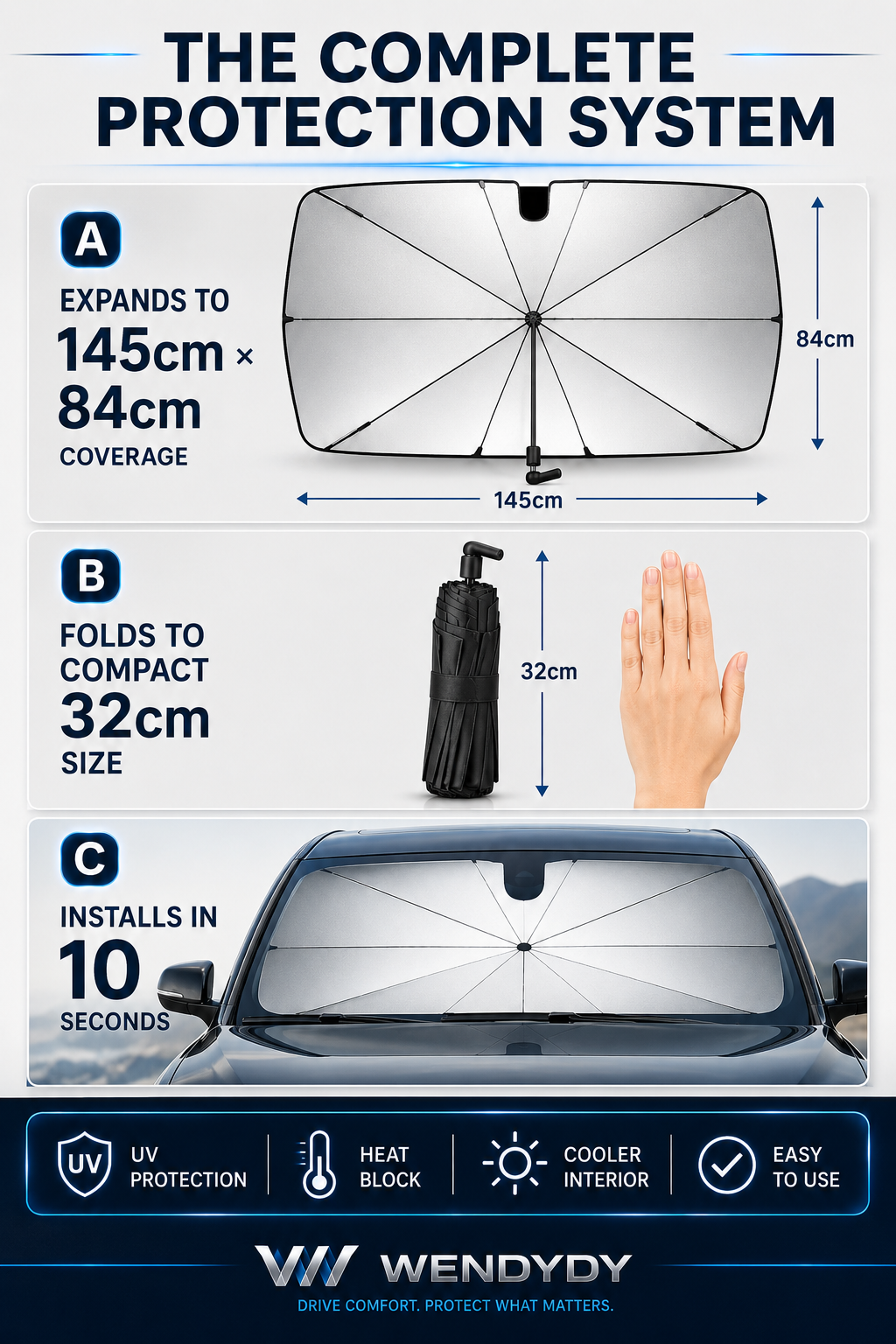 🔥Last Day 50% OFF - 2026 Upgraded Car Windshield Sun Shade Umbrella