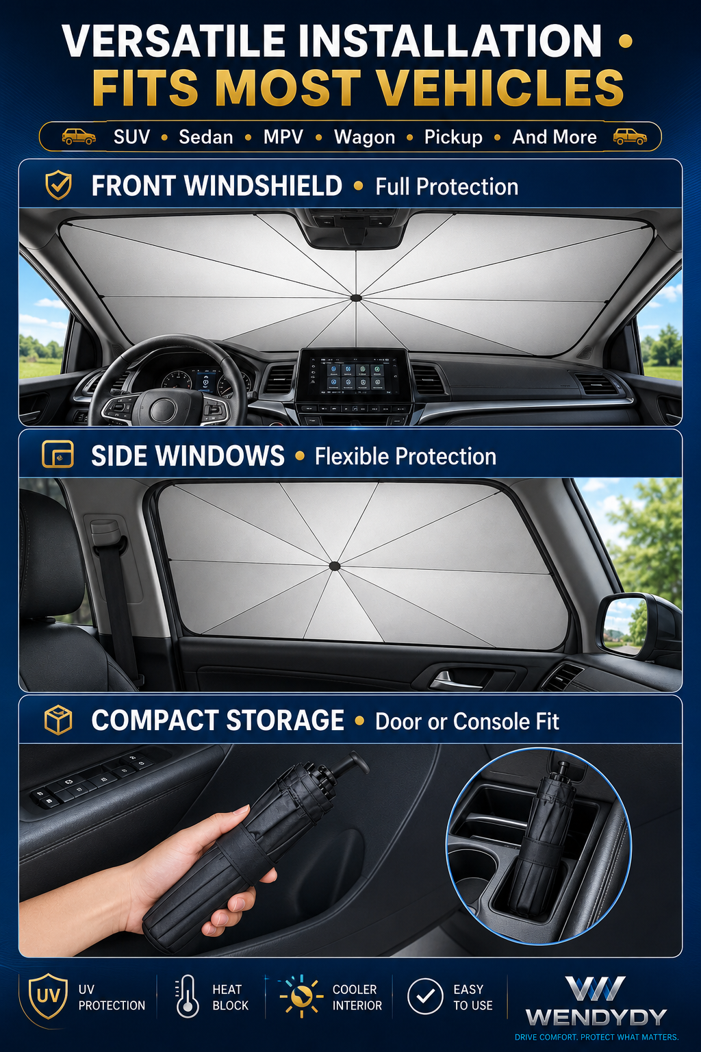 🔥Last Day 50% OFF - 2026 Upgraded Car Windshield Sun Shade Umbrella