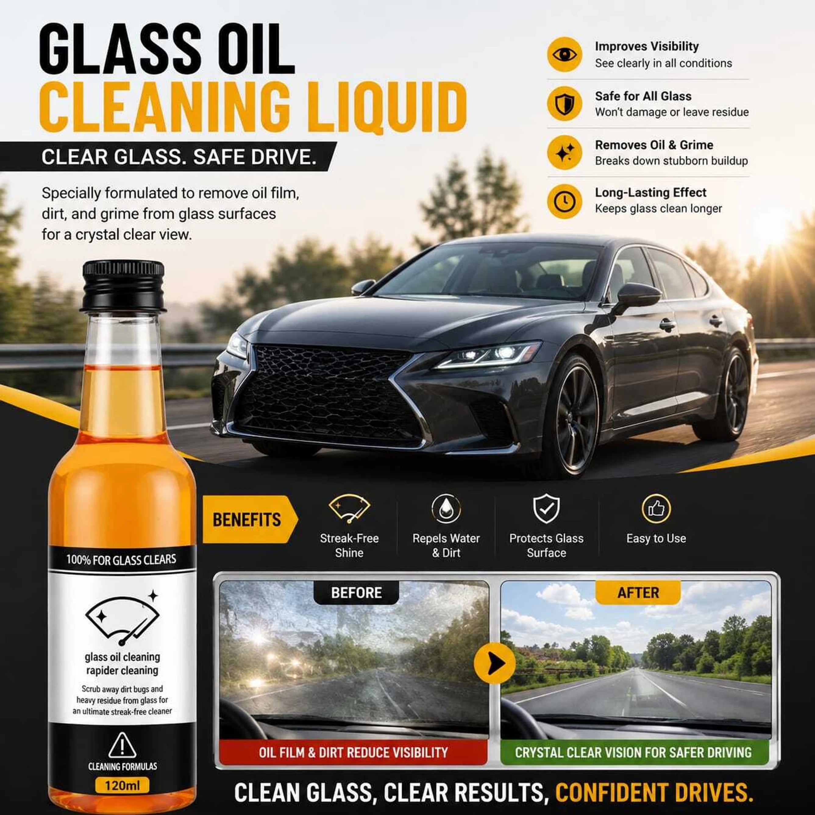 Luckygreenlife™ - Instant Clear Car Glass Windshield Cleaning Liquid © ( BUY 1 GET 2 FREE )