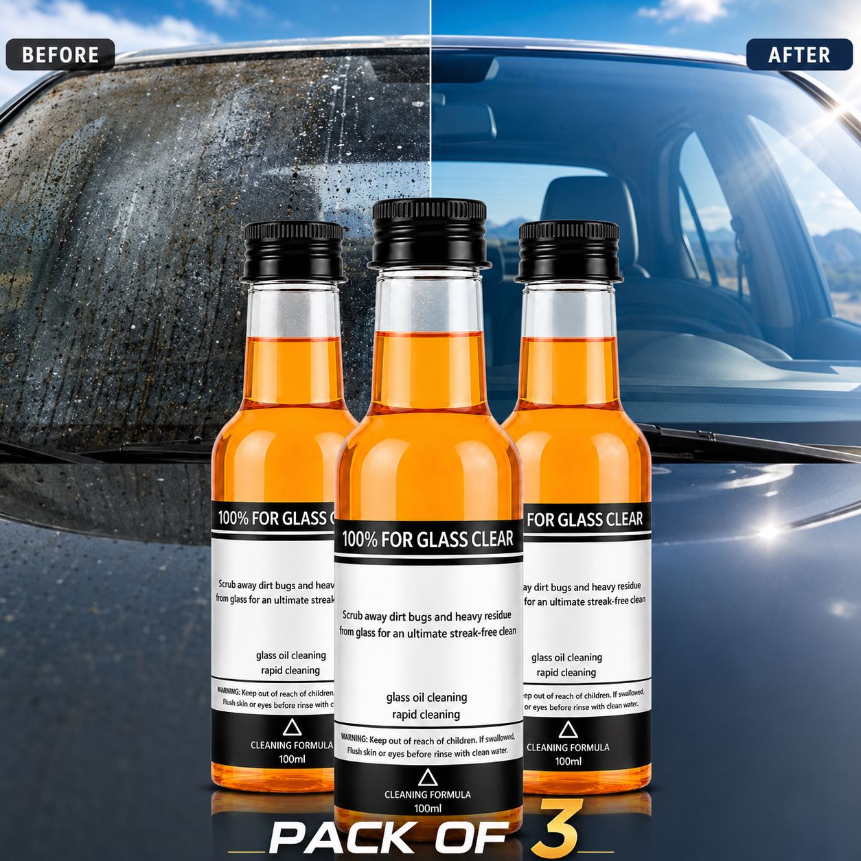 Luckygreenlife™ - Instant Clear Car Glass Windshield Cleaning Liquid © ( BUY 1 GET 2 FREE )