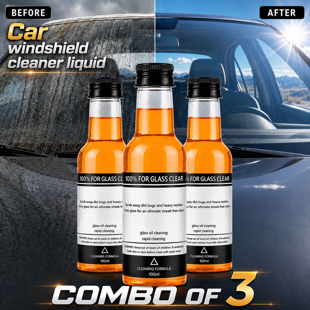 Luckygreenlife™ - Instant Clear Car Glass Windshield Cleaning Liquid © ( BUY 1 GET 2 FREE )