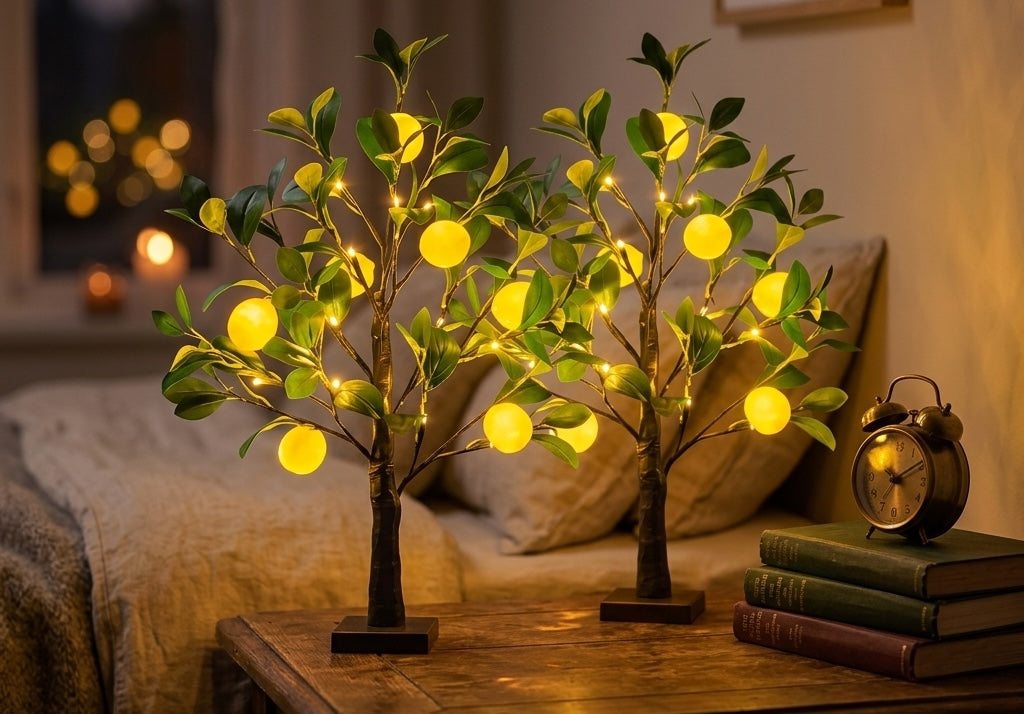 Luminous Lemon Tree Lamp glowing in a cozy room