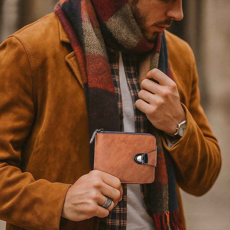 📢60% OFF NOW!!!🔥Men's compact vintage-style zip-around wallet