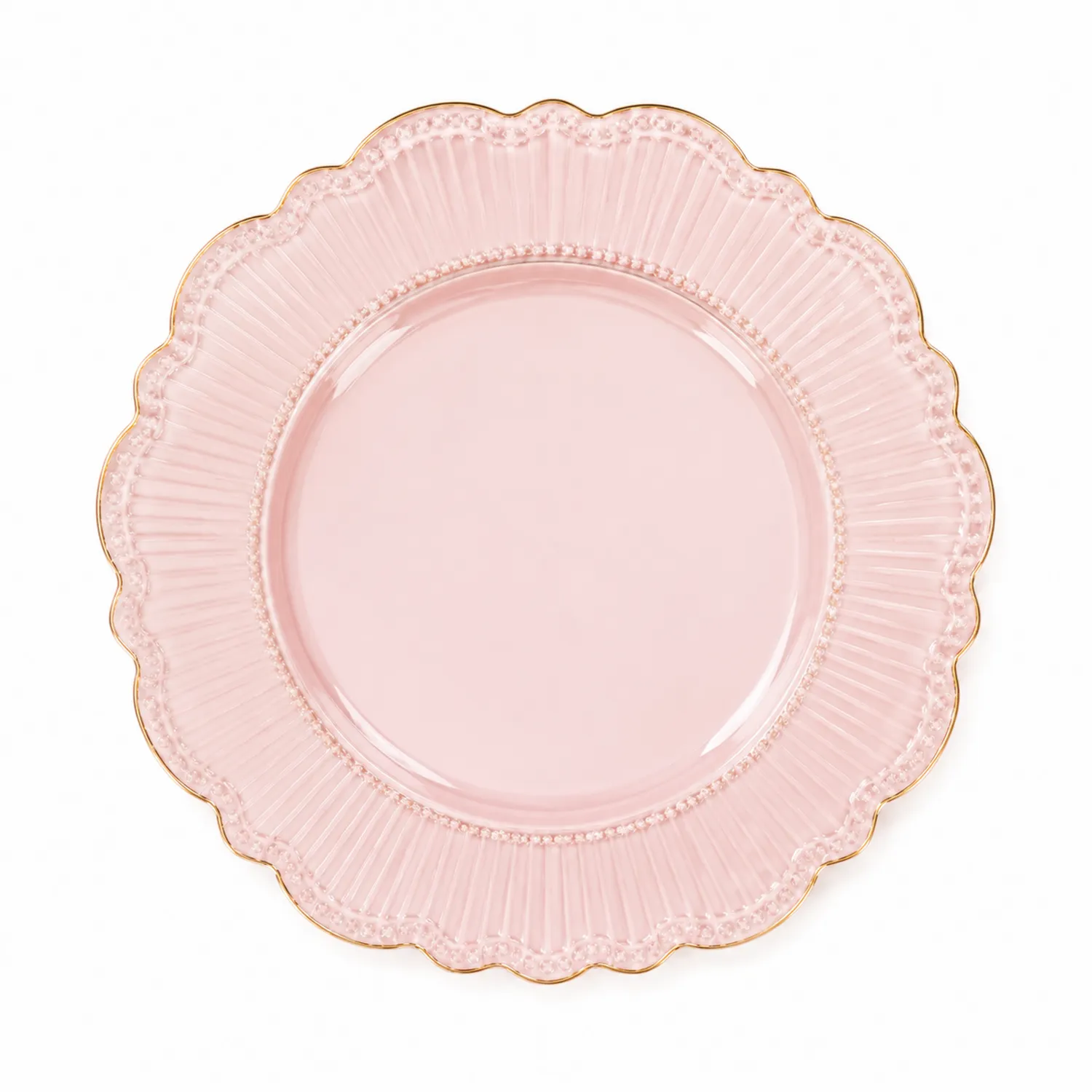 Piatto Decorativo Rotondo Rosa con Dettagli Dorati-Pexvexia