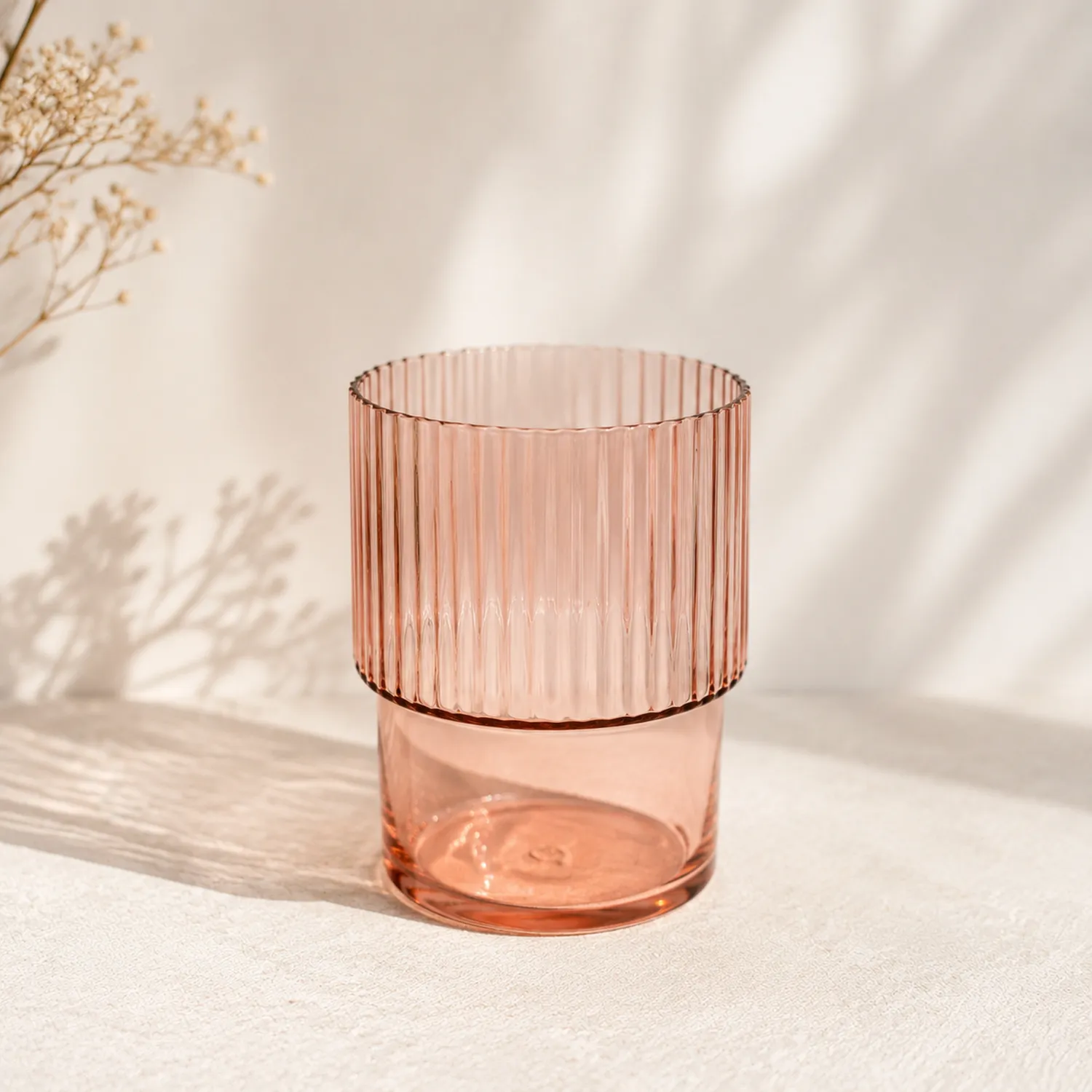 Bicchiere in vetro rosa striato-Pexvexia