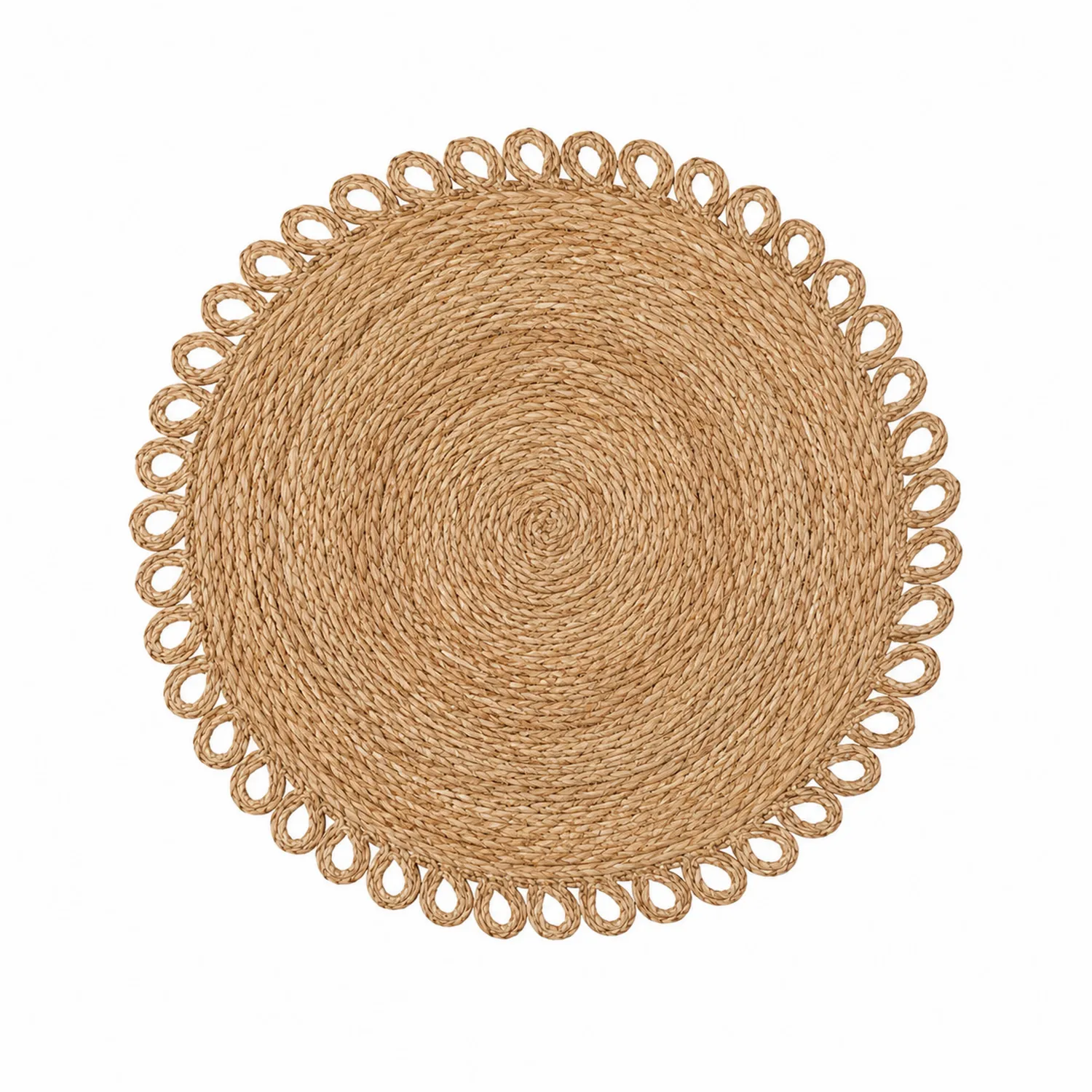 Sottopiatto Rotondo in Fibra Naturale Beige-Pexvexia