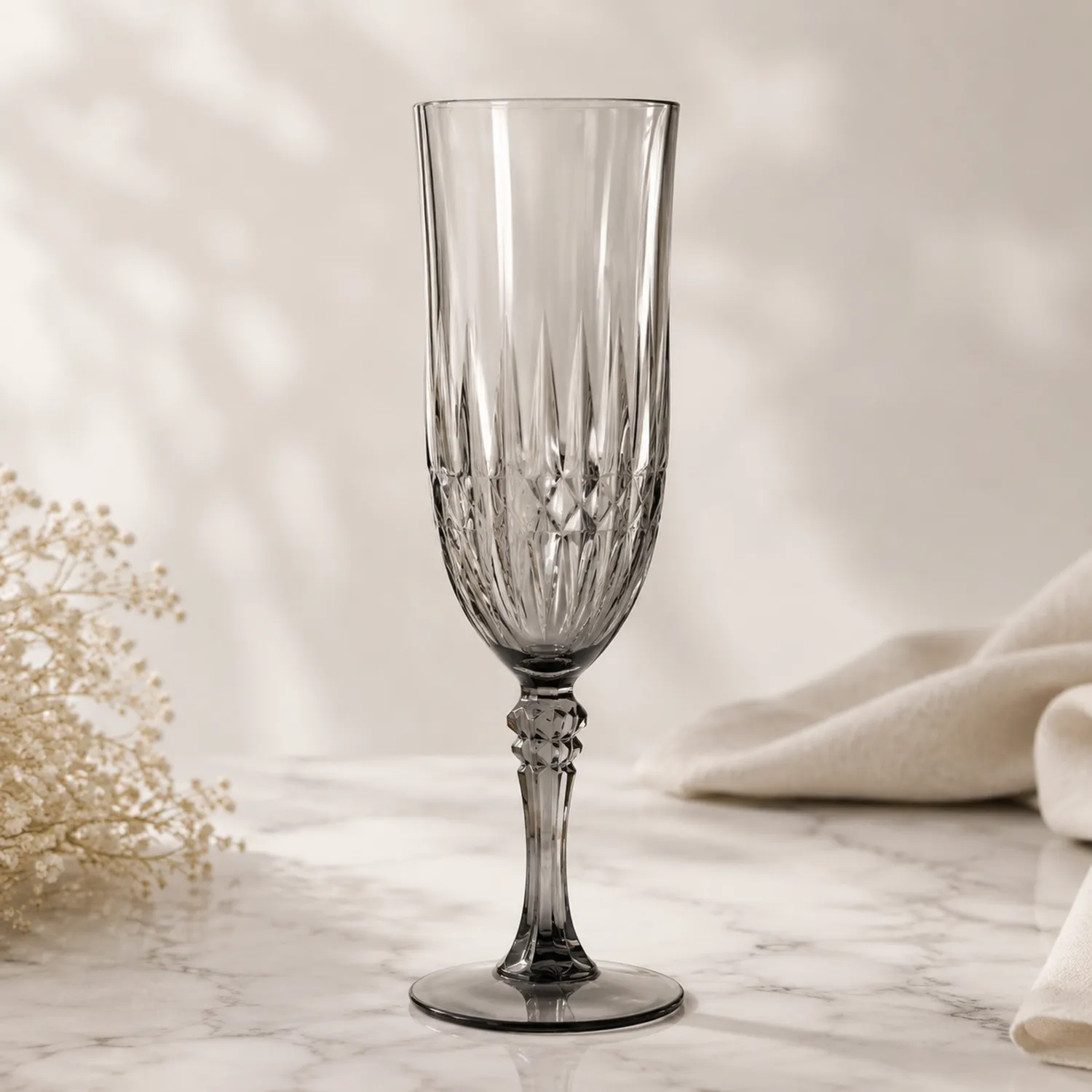 Bicchiere da Champagne in Vetro, 200ml, Grigio Fumo-Pexvexia