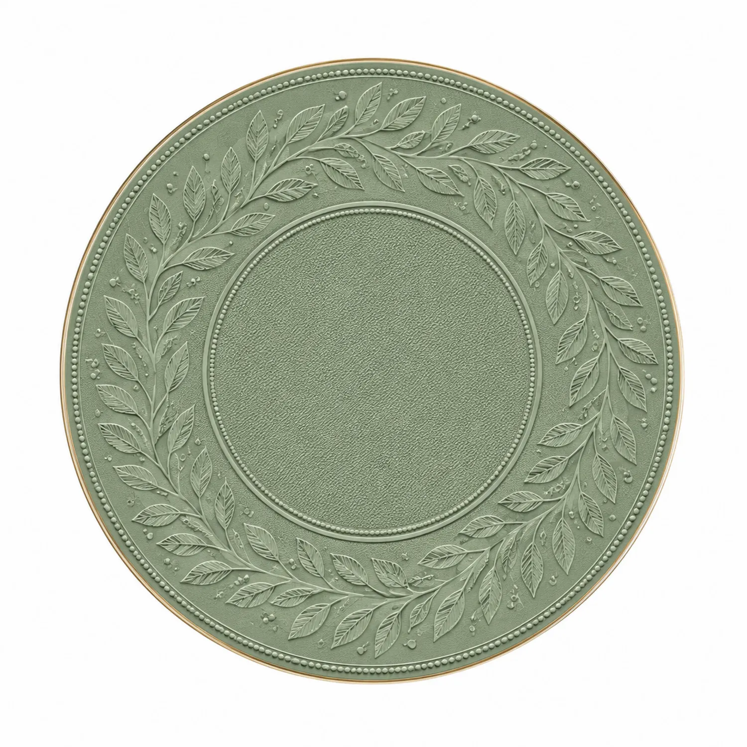 Piatto Decorativo in Porcellana Verde con Motivo Foglia-Pexvexia