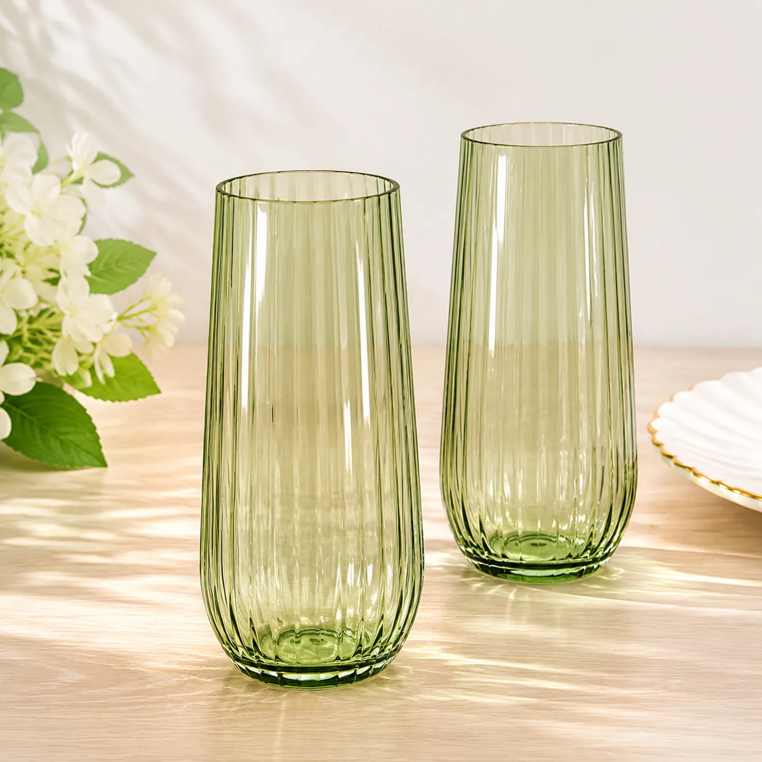 Set di Bicchieri in Vetro Verde 300ml-Pexvexia