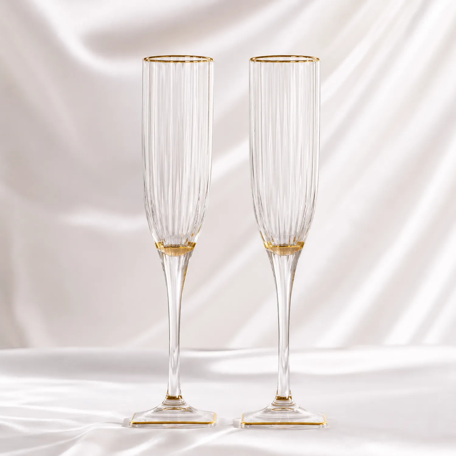 Calici da Champagne Trasparente con Bordo Dorato-Pexvexia