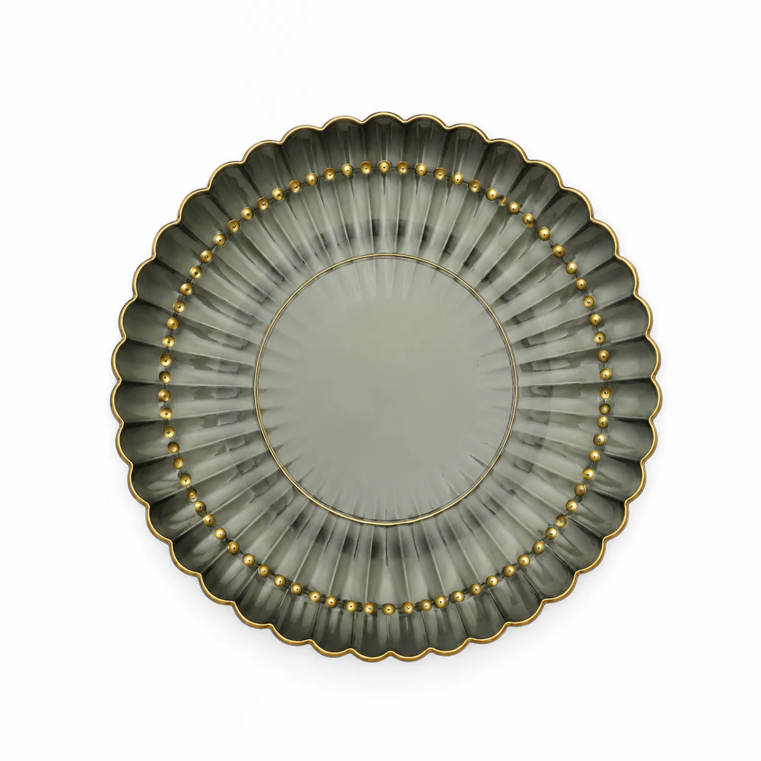 Piatto Decorativo Rotondo Verde con Dettagli Dorati-Pexvexia