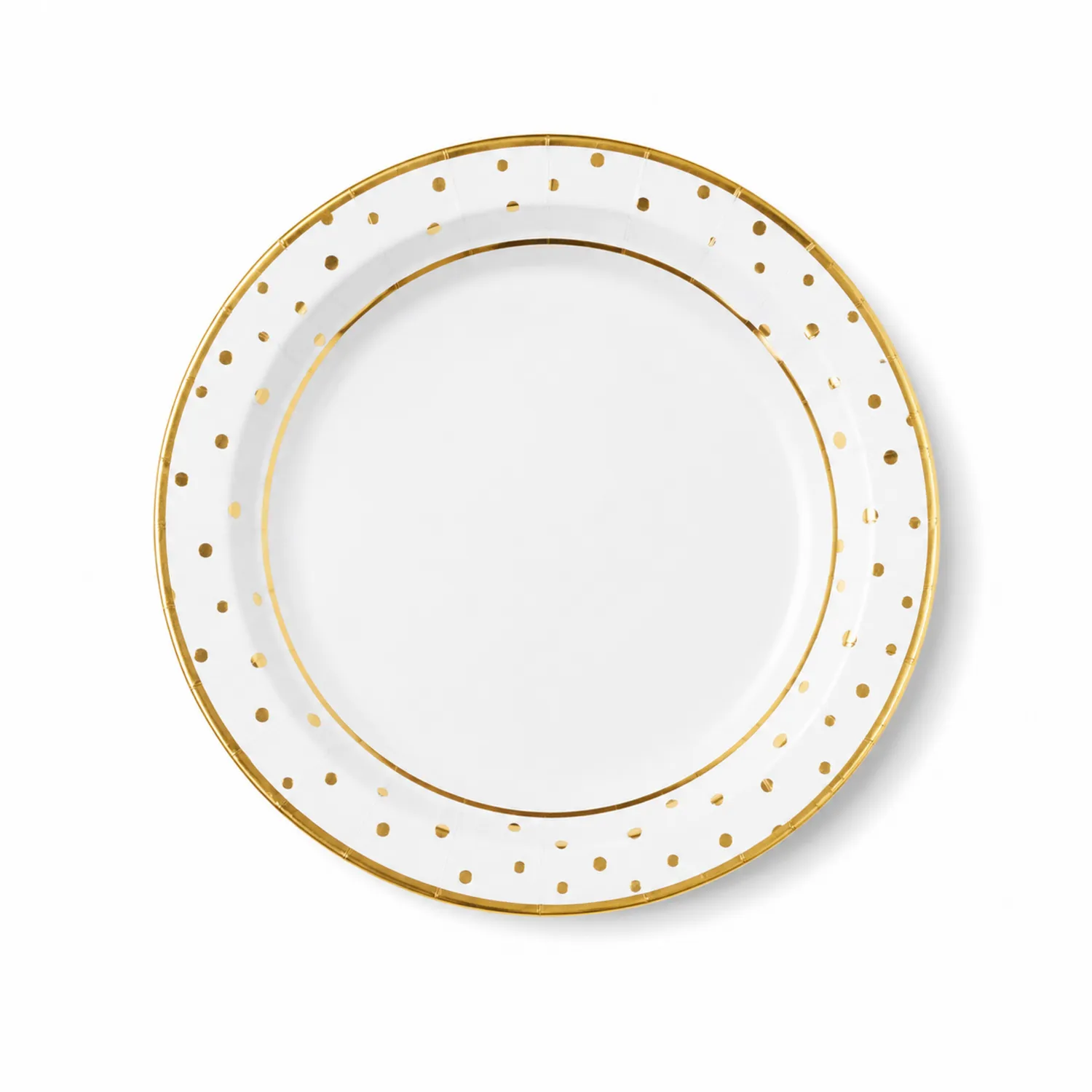 Piatto Rotondo con Decorazione a Pois Dorati - Diametro 27 cm-Pexvexia
