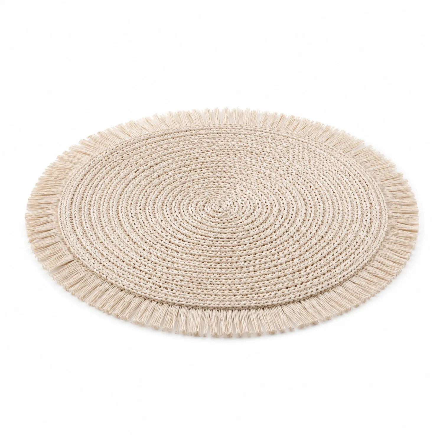 Sottopiatto Rotondo con Frange Beige Ø 40 cm-Pexvexia