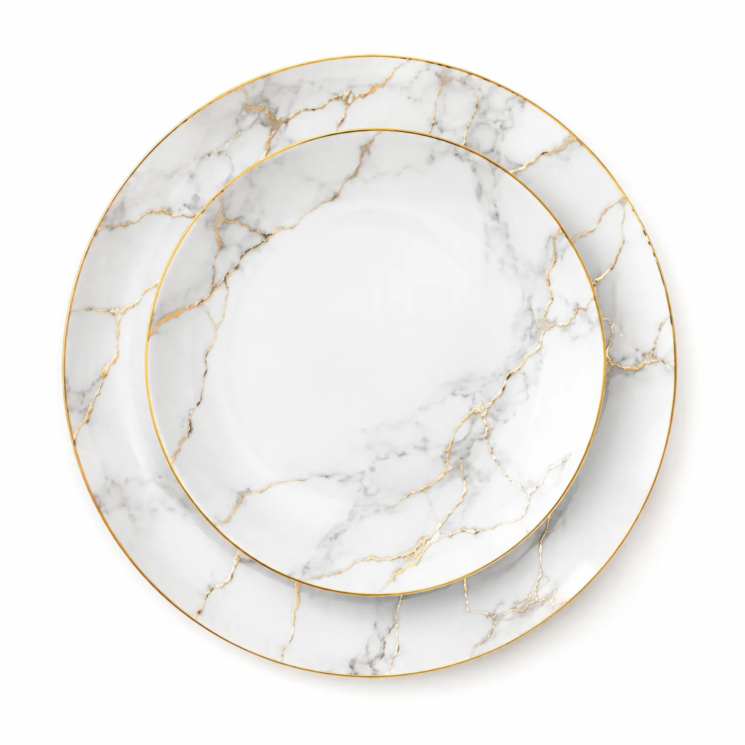 Set di Piatti in Porcellana Effetto Marmo Oro-Pexvexia
