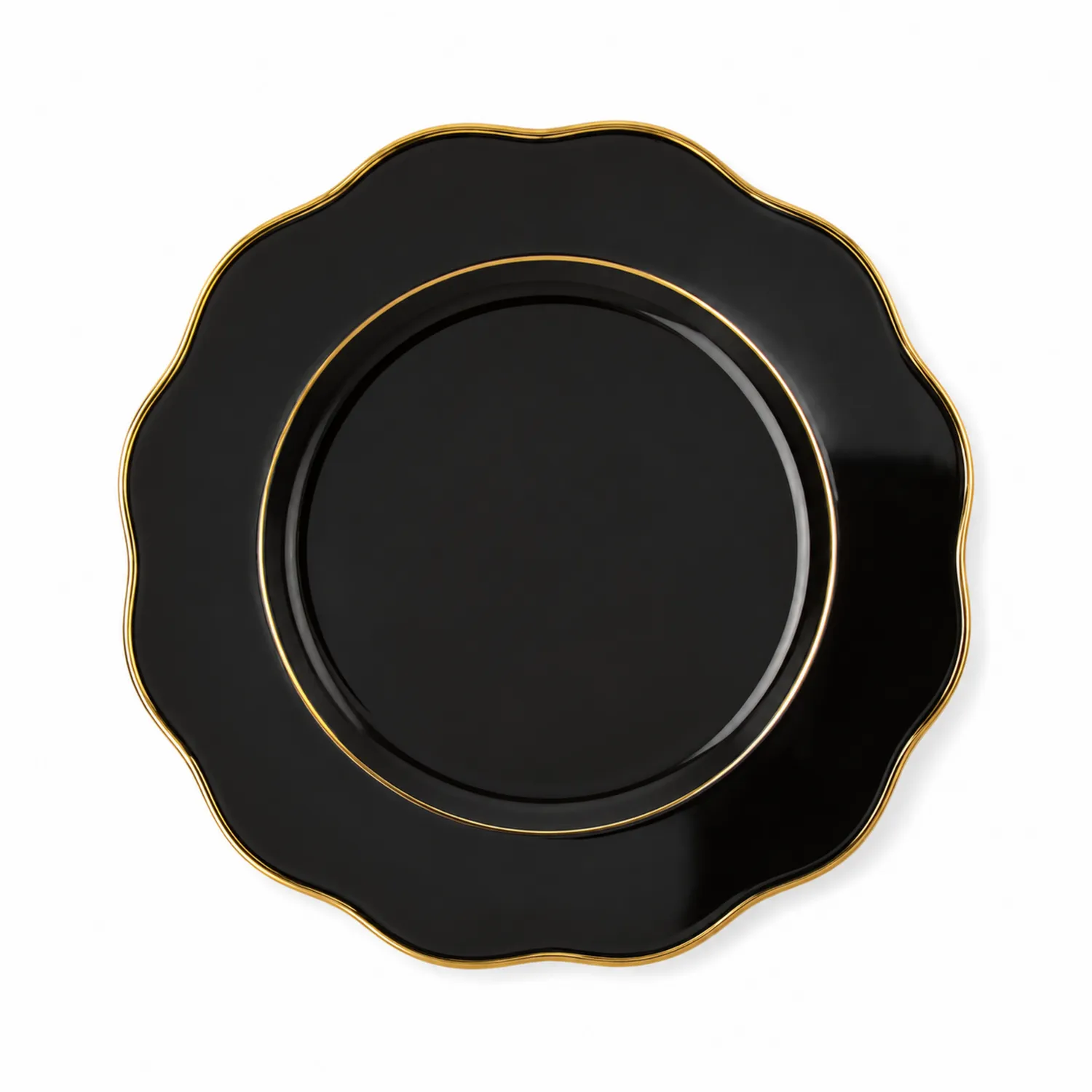 Piatto in Ceramica Nero con Dettagli Dorati-Pexvexia