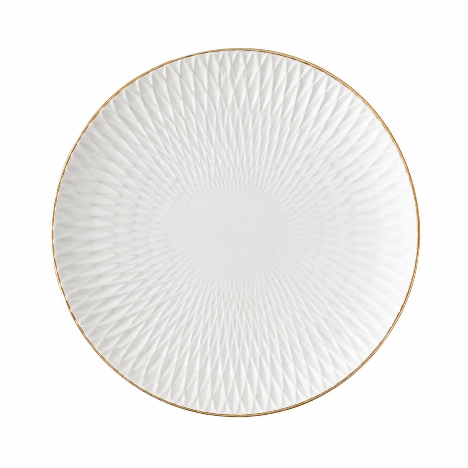 Piatto Decorativo Rotondo Bianco con Bordo Dorato 32 cm-Pexvexia